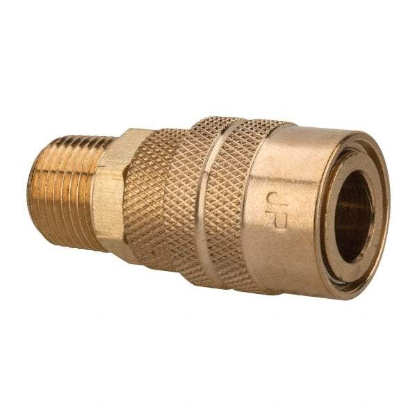 Value Collection - 3/8 Male NPT Industrial Pneumatic Hose Coupler (Six Ball) - Brass, 1/4" Body Diam, 3/8" Hose ID - Americas Industrial Supply
