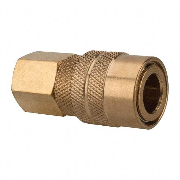 Value Collection - 3/8 Female NPT Industrial Pneumatic Hose Coupler (Six Ball) - Brass, 1/4" Body Diam, 3/8" Hose ID - Americas Industrial Supply