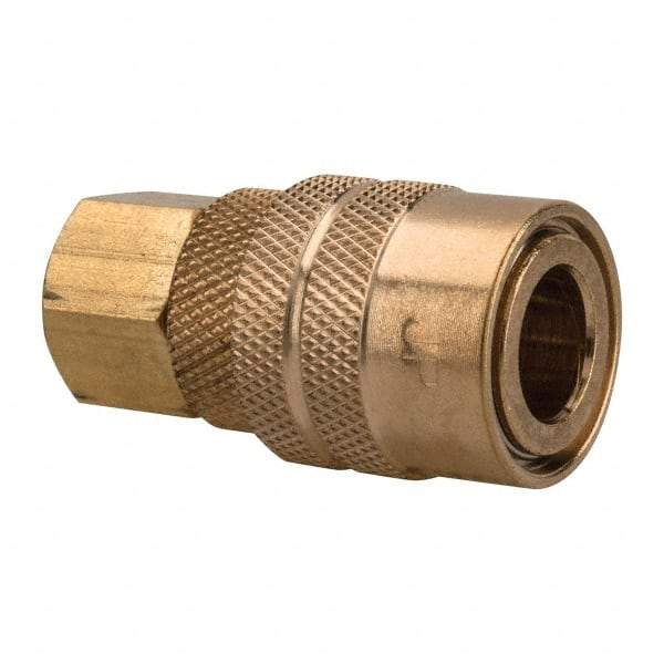 Value Collection - 1/8 Female NPT Industrial Pneumatic Hose Coupler - Brass, 1/4" Body Diam, 1/8" Hose ID - Americas Industrial Supply