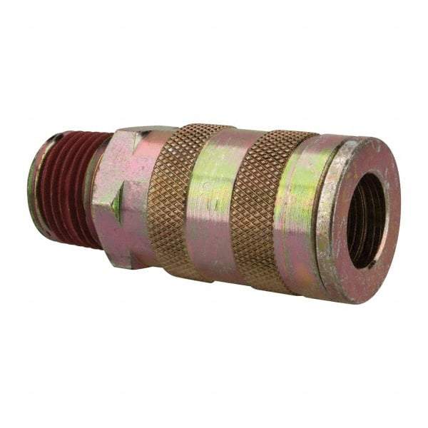 Value Collection - 1/2 Male NPT Industrial Pneumatic Hose Coupler - Steel, 3/8" Body Diam, 1/2" Hose ID - Americas Industrial Supply