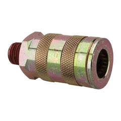 Value Collection - 1/4 Male NPT Tru-Flate Automotive Pneumatic Hose Coupler - Steel, 3/8" Body Diam, 1/4" Hose ID - Americas Industrial Supply