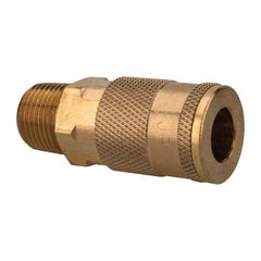 Value Collection - 3/8 Male NPT Tru-Flate Automotive Pneumatic Hose Coupler - Brass, 1/4" Body Diam, 3/8" Hose ID - Americas Industrial Supply