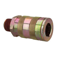 Value Collection - 3/8 Male NPT Tru-Flate Automotive Pneumatic Hose Coupler - Steel, 3/8" Body Diam, 3/8" Hose ID - Americas Industrial Supply