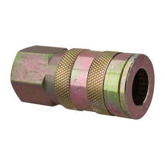 Value Collection - 3/8 Female NPT Tru-Flate Automotive Pneumatic Hose Coupler - Steel, 3/8" Body Diam, 3/8" Hose ID - Americas Industrial Supply