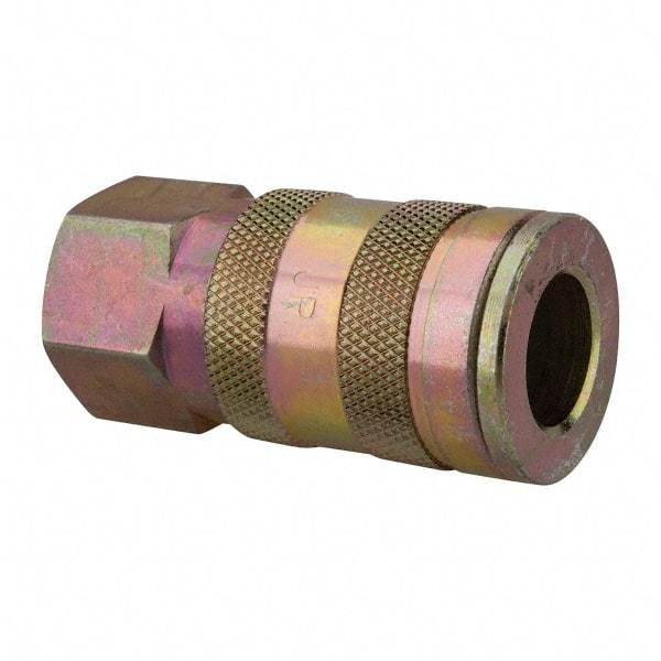 Value Collection - 1/4 Female NPT Tru-Flate Automotive Pneumatic Hose Coupler - Steel, 3/8" Body Diam, 1/4" Hose ID - Americas Industrial Supply