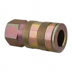 Value Collection - 1/4 Female NPT Tru-Flate Automotive Pneumatic Hose Coupler - Steel, 3/8" Body Diam, 1/4" Hose ID - Americas Industrial Supply