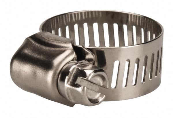 Value Collection - SAE Size 10, 1/2 to 1-1/16" Diam, Stainless Steel Worm Drive Clamp - 1/2" Wide, Material Grade 201 - Americas Industrial Supply