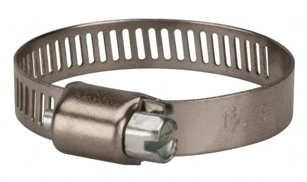 Value Collection - SAE Size 16, 1/2 to 1-1/2" Diam, Stainless Steel/Carbon Steel Worm Drive Clamp - 5/16" Wide, Material Grade 301 - Americas Industrial Supply