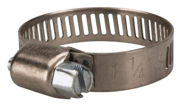 Value Collection - SAE Size 12, 1/2 to 1-1/4" Diam, Stainless Steel/Carbon Steel Worm Drive Clamp - 5/16" Wide, Material Grade 301 - Americas Industrial Supply