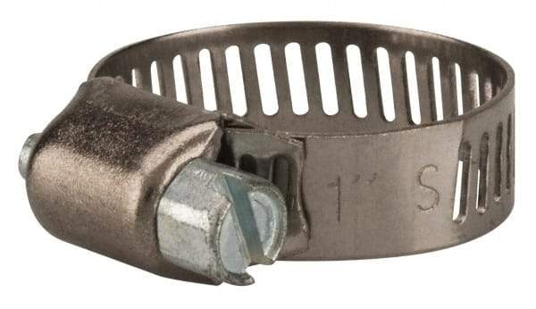 Value Collection - SAE Size 8, 3/8 to 1" Diam, Stainless Steel/Carbon Steel Worm Drive Clamp - 5/16" Wide, Material Grade 301 - Americas Industrial Supply