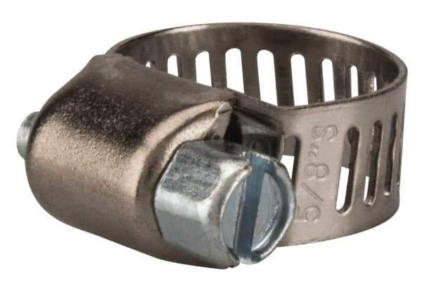 Value Collection - SAE Size 4, 1/4 to 5/8" Diam, Stainless Steel/Carbon Steel Worm Drive Clamp - 5/16" Wide, Material Grade 301 - Americas Industrial Supply