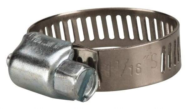 Value Collection - SAE Size 10, 3/8 to 1-1/16" Diam, Stainless Steel/Carbon Steel Worm Drive Clamp - 5/16" Wide, Material Grade 201 - Americas Industrial Supply