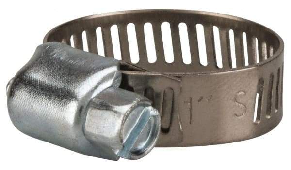 Value Collection - SAE Size 8, 3/8 to 1" Diam, Stainless Steel/Carbon Steel Worm Drive Clamp - 5/16" Wide, Material Grade 201 - Americas Industrial Supply