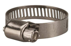 Value Collection - SAE Size 12, 1/2 to 1-1/4" Diam, Stainless Steel Worm Drive Clamp - 5/16" Wide, Material Grade 201 - Americas Industrial Supply