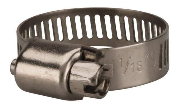 Value Collection - SAE Size 10, 3/8 to 1-1/16" Diam, Stainless Steel Worm Drive Clamp - 5/16" Wide, Material Grade 201 - Americas Industrial Supply