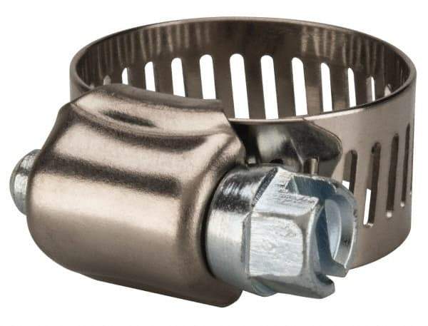 Value Collection - SAE Size 8, 7/16 to 1" Diam, Stainless Steel/Carbon Steel Worm Drive Clamp - 1/2" Wide, Material Grade 201 - Americas Industrial Supply