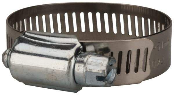 Value Collection - SAE Size 24, 1 to 2" Diam, Stainless Steel/Carbon Steel Worm Drive Clamp - 1/2" Wide, Material Grade 201 - Americas Industrial Supply