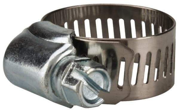 Value Collection - SAE Size 10, 1/2 to 1-1/16" Diam, Stainless Steel/Carbon Steel Worm Drive Clamp - 1/2" Wide, Material Grade 201 - Americas Industrial Supply