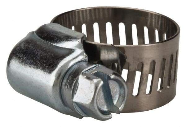 Value Collection - SAE Size 6, 3/8 to 7/8" Diam, Stainless Steel/Carbon Steel Worm Drive Clamp - 1/2" Wide, Material Grade 201 - Americas Industrial Supply