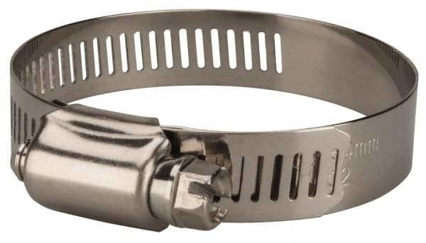 Value Collection - SAE Size 28, 1-1/4 to 2-1/4" Diam, Stainless Steel/Carbon Steel Worm Drive Clamp - 1/2" Wide, Material Grade 201 - Americas Industrial Supply