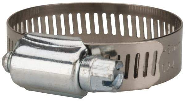 Value Collection - SAE Size 24, 1 to 2" Diam, Stainless Steel/Carbon Steel Worm Drive Clamp - 1/2" Wide, Material Grade 201 - Americas Industrial Supply