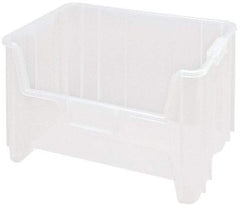 Quantum Storage - 15-1/4" Deep, Clear Polypropylene Hopper Stacking Bin - 12-7/16" High x 19-7/8" Wide x 15-1/4" Long - Americas Industrial Supply