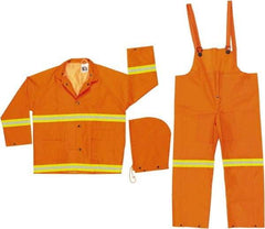 MCR Safety - Size 5XL, Orange, Rain Three Piece Suit - Detachable Hood, Take Up Snaps Ankle, Take Up Snaps Wrist - Americas Industrial Supply