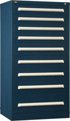 Vidmar - 9 Drawer, Modular Storage Cabinet - Steel, 30" Wide x 27-3/4" Deep x 59" High, Dark Blue - Americas Industrial Supply