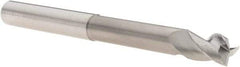 SGS - 3/8", 1/2" LOC, 3/8" Shank Diam, 4" OAL, 3 Flute, Solid Carbide Square End Mill - Single End, Uncoated, Spiral Flute, 38° Helix, Centercutting, Right Hand Cut, Right Hand Flute, Series 43L - Americas Industrial Supply