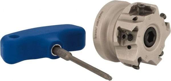 Iscar - 5 Inserts, 2" Cut Diam, 3/4" Arbor Diam, 0.492" Max Depth of Cut, Indexable Square-Shoulder Face Mill - 0/90° Lead Angle, 1.57" High, T490 LN.. 1306 Insert Compatibility, Through Coolant, Series Helitang - Americas Industrial Supply