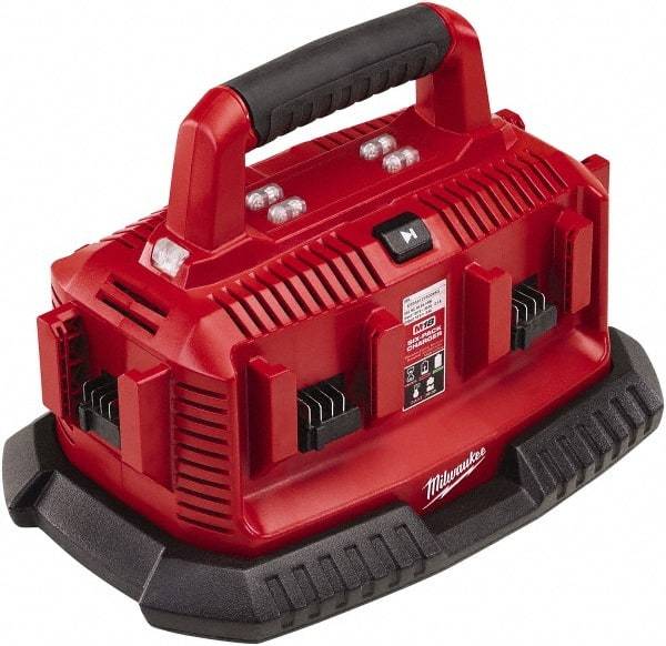 Milwaukee Tool - 18 Volt, 6 Battery Lithium-Ion Power Tool Charger - 30 min to 1 hr to Charge, Pass Through Plug Power Source - Americas Industrial Supply