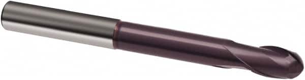 Guhring - 5/8" Diam, 5/8" LOC, 2 Flute Solid Carbide Ball End Mill - FIREX Finish, 5" OAL, 5/8" Shank Diam - Americas Industrial Supply