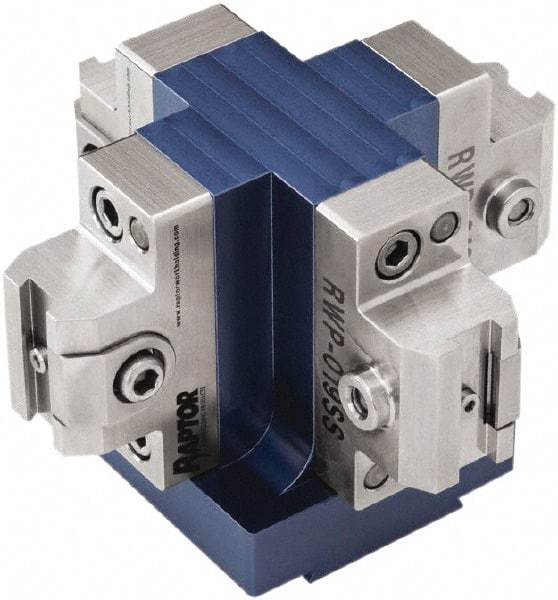 Raptor Workholding - 3.13" High x 4-1/2" Wide x 4-1/2" Long Dovetail Vise - 3/8" Jaw Opening Capacity, 1/8" High x 1-1/4" Wide Jaw, For 4 & 5 Axis Workholding Systems - Americas Industrial Supply