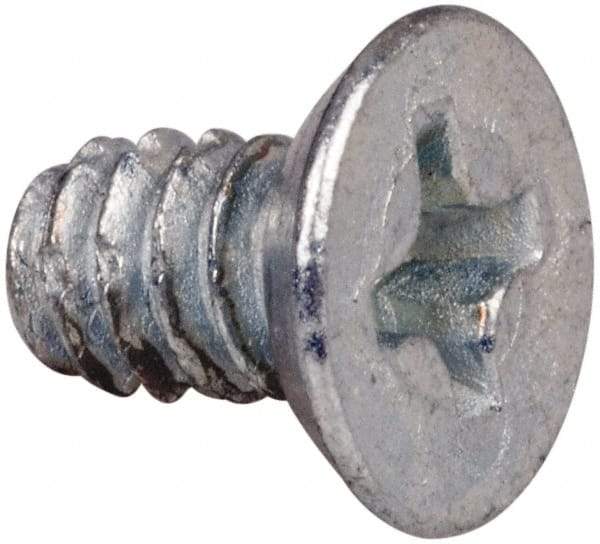 Value Collection - #6-32 UNC Thread, 1/4" OAL, #2 Phillips Drive Steel Thread Cutting Screw - Flat Undercut Head, Grade 1016-1024, Point Type F, Zinc-Plated Finish - Americas Industrial Supply