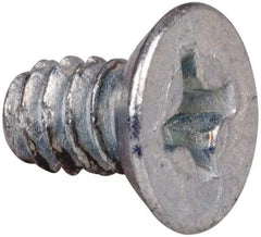 Value Collection - #6-32 UNC Thread, 1/4" OAL, #2 Phillips Drive Steel Thread Cutting Screw - Flat Undercut Head, Grade 1016-1024, Point Type F, Zinc-Plated Finish - Americas Industrial Supply