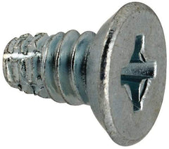 Value Collection - #10-24 UNC Thread, 3/8" OAL, #2 Phillips Drive Steel Thread Cutting Screw - Flat Undercut Head, Grade 1016-1024, Point Type F, Zinc-Plated Finish - Americas Industrial Supply
