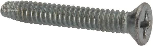 Value Collection - #10-24 UNC Thread, 1-1/4" OAL, #2 Phillips Drive Steel Thread Cutting Screw - Flat Head, Grade 1016-1024, Point Type F, Zinc-Plated Finish - Americas Industrial Supply