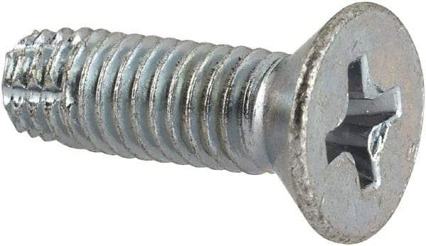 Value Collection - #10-32 UNF Thread, 5/8" OAL, #2 Phillips Drive Steel Thread Cutting Screw - Flat Head, Grade 1016-1024, Point Type F, Zinc-Plated Finish - Americas Industrial Supply