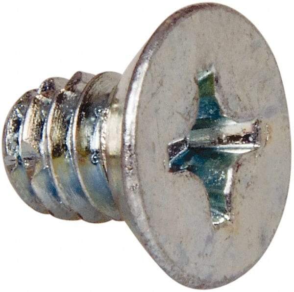 Value Collection - 1/4-20 UNC Thread, 3/8" OAL, #3 Phillips Drive Steel Thread Cutting Screw - Flat Undercut Head, Grade 1016-1024, Point Type F, Zinc-Plated Finish - Americas Industrial Supply