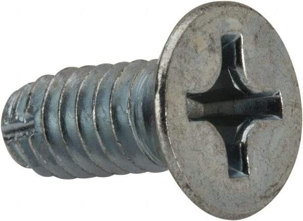 Value Collection - 1/4-20 UNC Thread, 5/8" OAL, #3 Phillips Drive Steel Thread Cutting Screw - Flat Head, Grade 1016-1024, Point Type F, Zinc-Plated Finish - Americas Industrial Supply