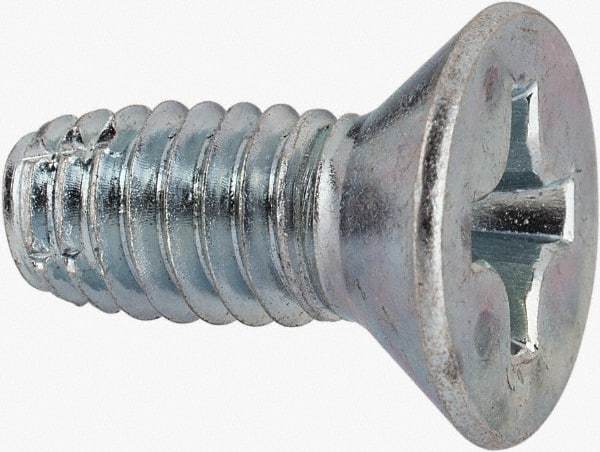 Value Collection - 5/16-18 UNC Thread, 3/4" OAL, #4 Phillips Drive Steel Thread Cutting Screw - Flat Head, Grade 1016-1024, Point Type F, Zinc-Plated Finish - Americas Industrial Supply