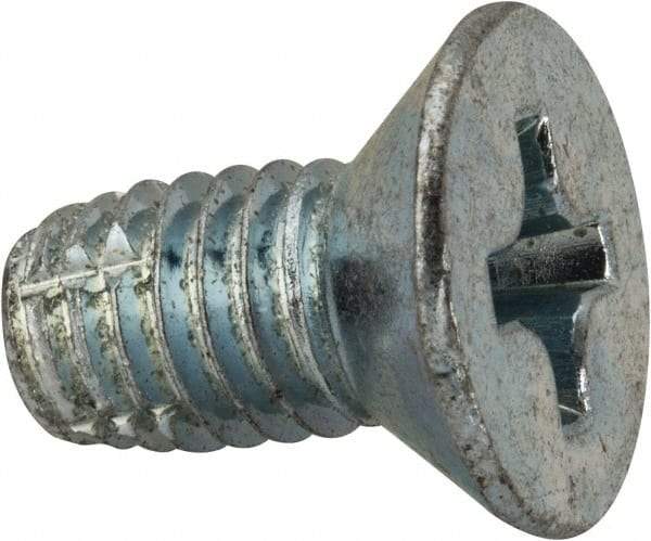 Value Collection - 3/8-16 UNC Thread, 3/4" OAL, #4 Phillips Drive Steel Thread Cutting Screw - Flat Head, Grade 1016-1024, Point Type F, Zinc-Plated Finish - Americas Industrial Supply