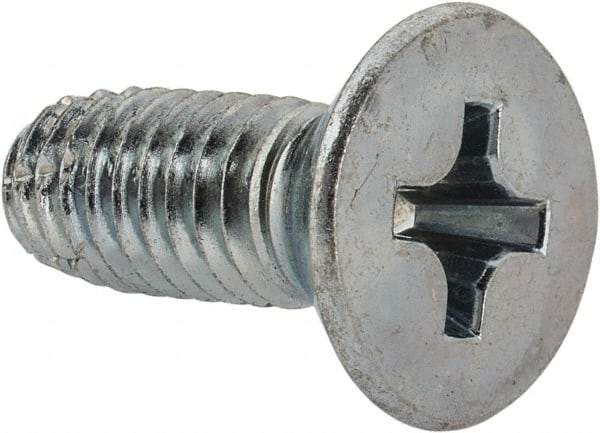 Value Collection - 3/8-16 UNC Thread, 1" OAL, #4 Phillips Drive Steel Thread Cutting Screw - Flat Head, Grade 1016-1024, Point Type F, Zinc-Plated Finish - Americas Industrial Supply