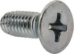 Value Collection - 3/8-16 UNC Thread, 1" OAL, #4 Phillips Drive Steel Thread Cutting Screw - Flat Head, Grade 1016-1024, Point Type F, Zinc-Plated Finish - Americas Industrial Supply