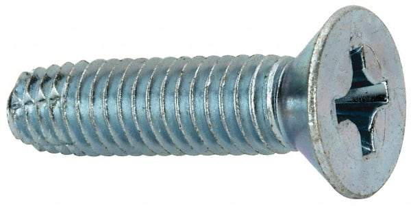Value Collection - 3/8-16 UNC Thread, 1-1/2" OAL, #4 Phillips Drive Steel Thread Cutting Screw - Flat Head, Grade 1016-1024, Point Type F, Zinc-Plated Finish - Americas Industrial Supply