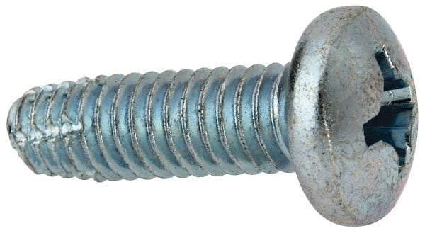 Value Collection - 5/16-18 UNC Thread, 1" Length Under Head, #4 Phillips Drive Steel Thread Cutting Screw - Pan Head, Grade 1016-1024, Point Type F, Zinc-Plated Finish - Americas Industrial Supply