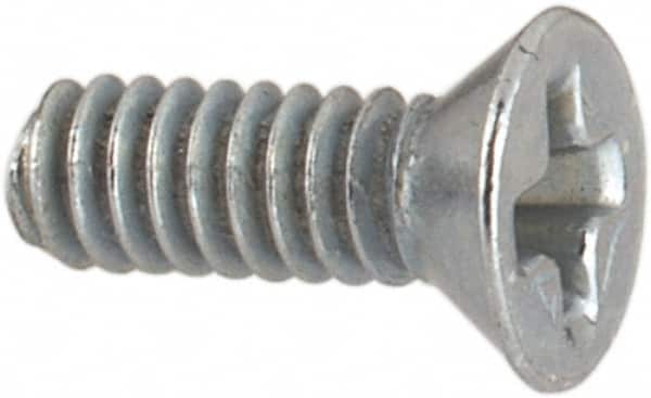 Value Collection - #2-56 UNC, 1/4" OAL Phillips Drive Machine Screw - Flat Head, Grade J82 Steel, Zinc-Plated Finish, Without Washer - Americas Industrial Supply