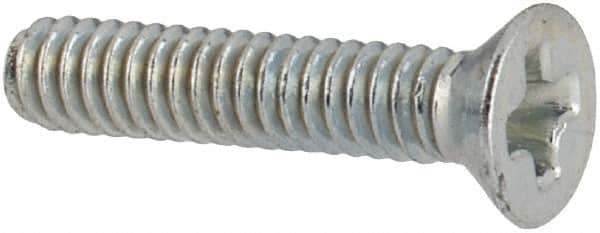 Value Collection - #2-56 UNC, 7/16" OAL Phillips Drive Machine Screw - Flat Head, Grade J82 Steel, Zinc-Plated Finish, Without Washer - Americas Industrial Supply