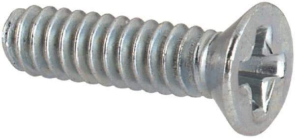 Value Collection - #4-40 UNC, 7/16" OAL Phillips Drive Machine Screw - Flat Head, Grade J82 Steel, Zinc-Plated Finish, Without Washer - Americas Industrial Supply