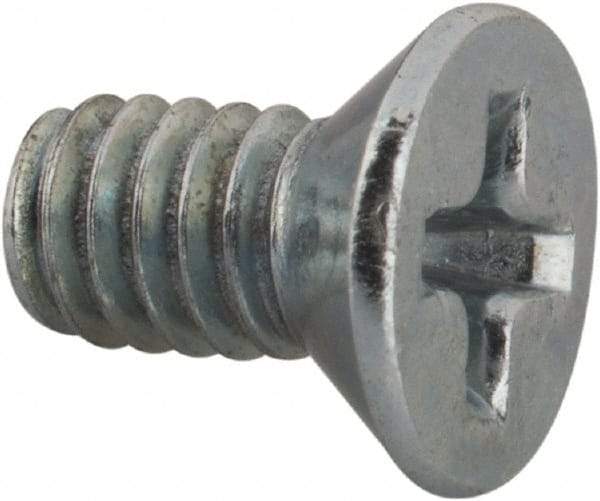 Value Collection - #8-32 UNC, 5/16" OAL Phillips Drive Machine Screw - Flat Head, Grade J82 Steel, Zinc-Plated Finish, Without Washer - Americas Industrial Supply